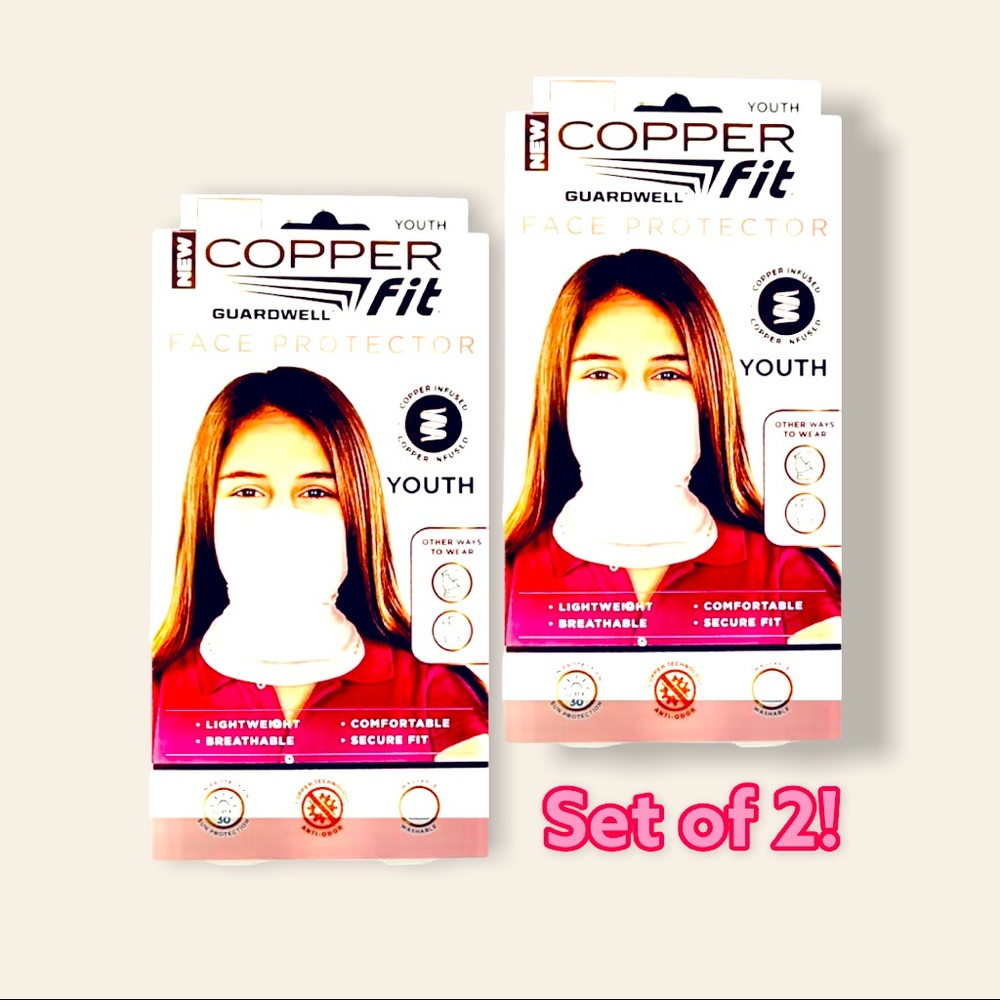 Copper Fit Guardwell Pink Face Protector Youth Mask.  Set Of 2!